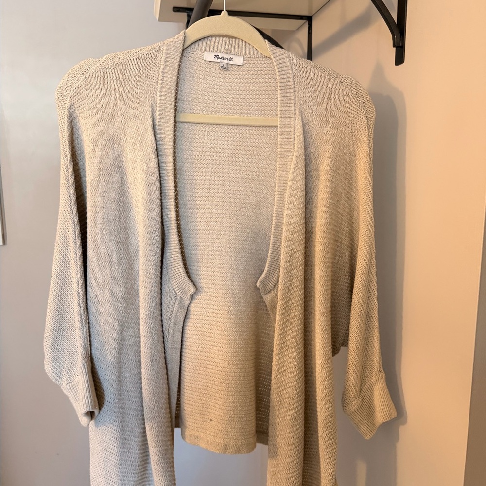 Madewell Light Beige Open-Front Cardigan